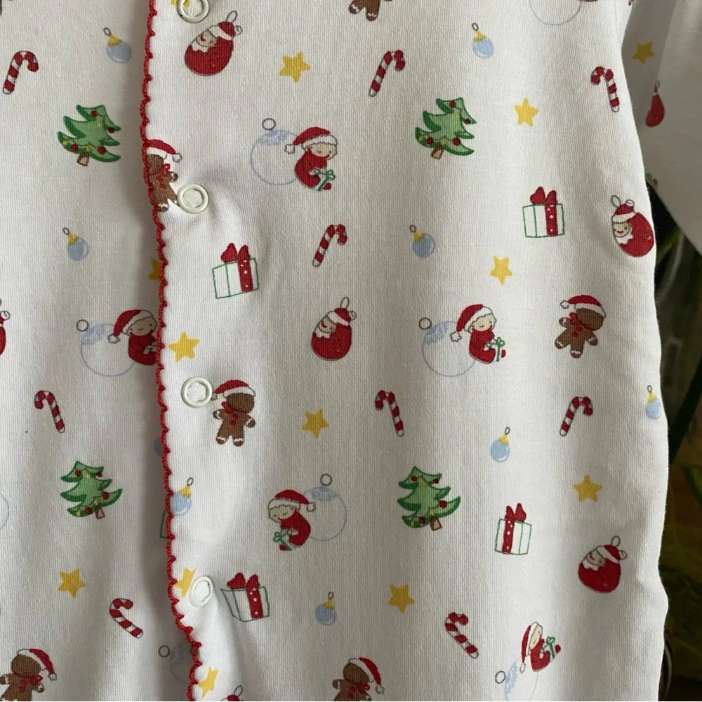 Kissy Kissy Christmas Print Pima Cotton Footie Romper 6-9 months
